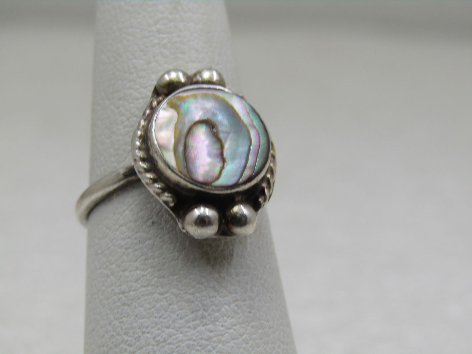 Vintage Sterling Mexican Abalone Ring, Sz 5.5, 1960's-1970's (1 of 6)
