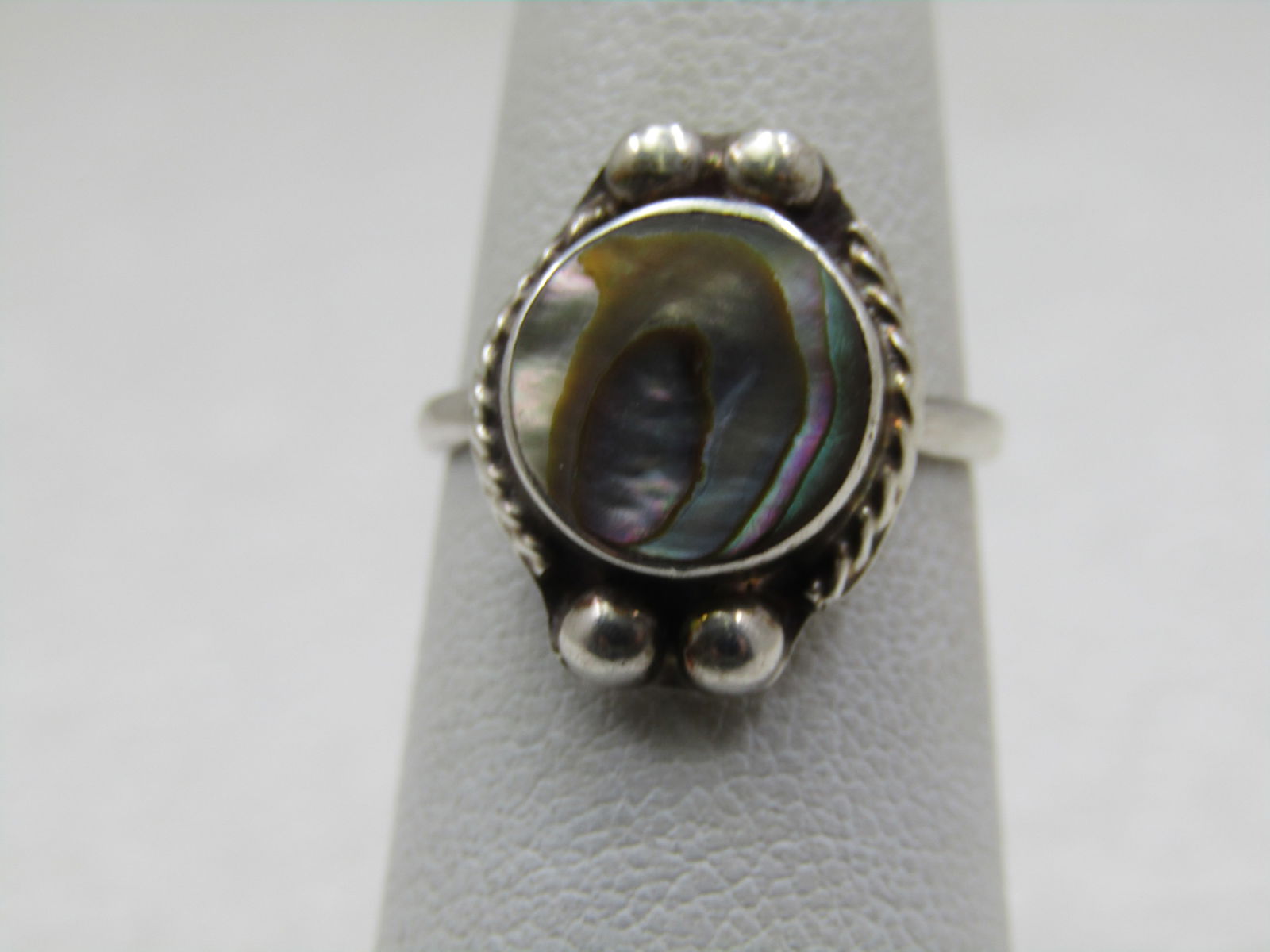 Vintage Sterling Mexican Abalone Ring, Sz 5.5, 1960's-1970's - 2