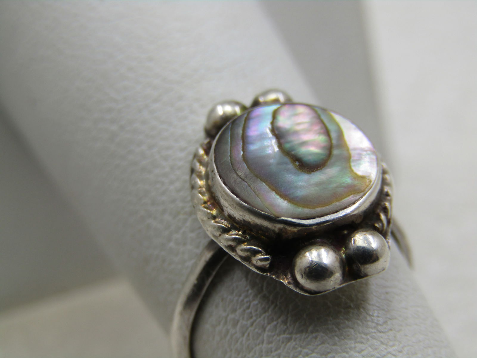 Vintage Sterling Mexican Abalone Ring, Sz 5.5, 1960's-1970's - 3