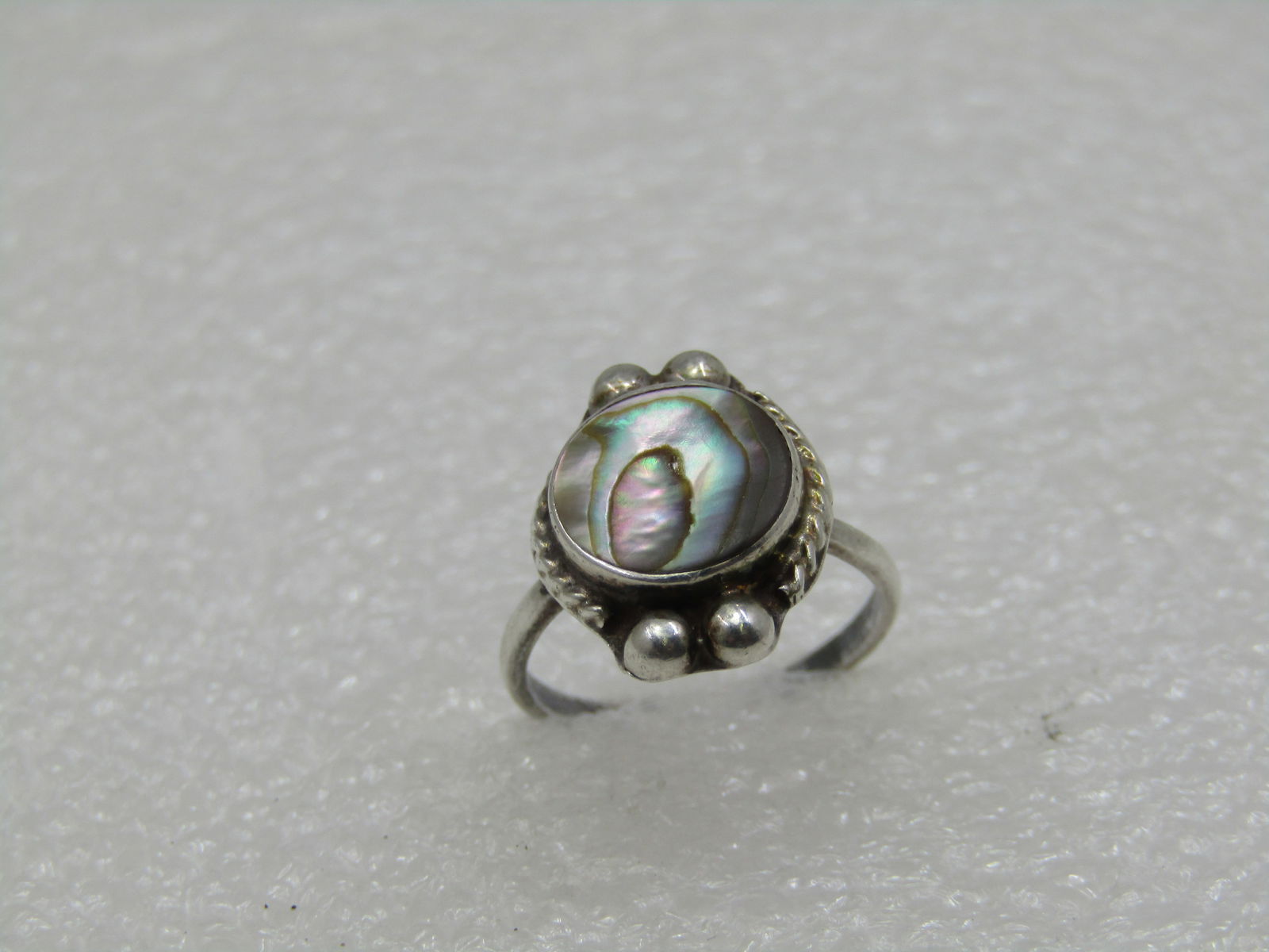 Vintage Sterling Mexican Abalone Ring, Sz 5.5, 1960's-1970's - 4