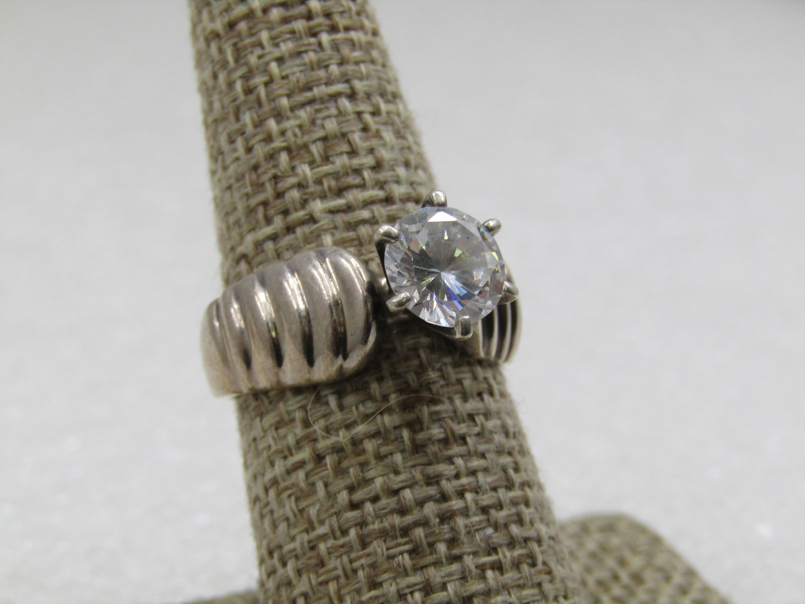 Vintage Sterling CZ Engagement Ring, Sz. 8, 2 CTW, Signed Diamonique - 2