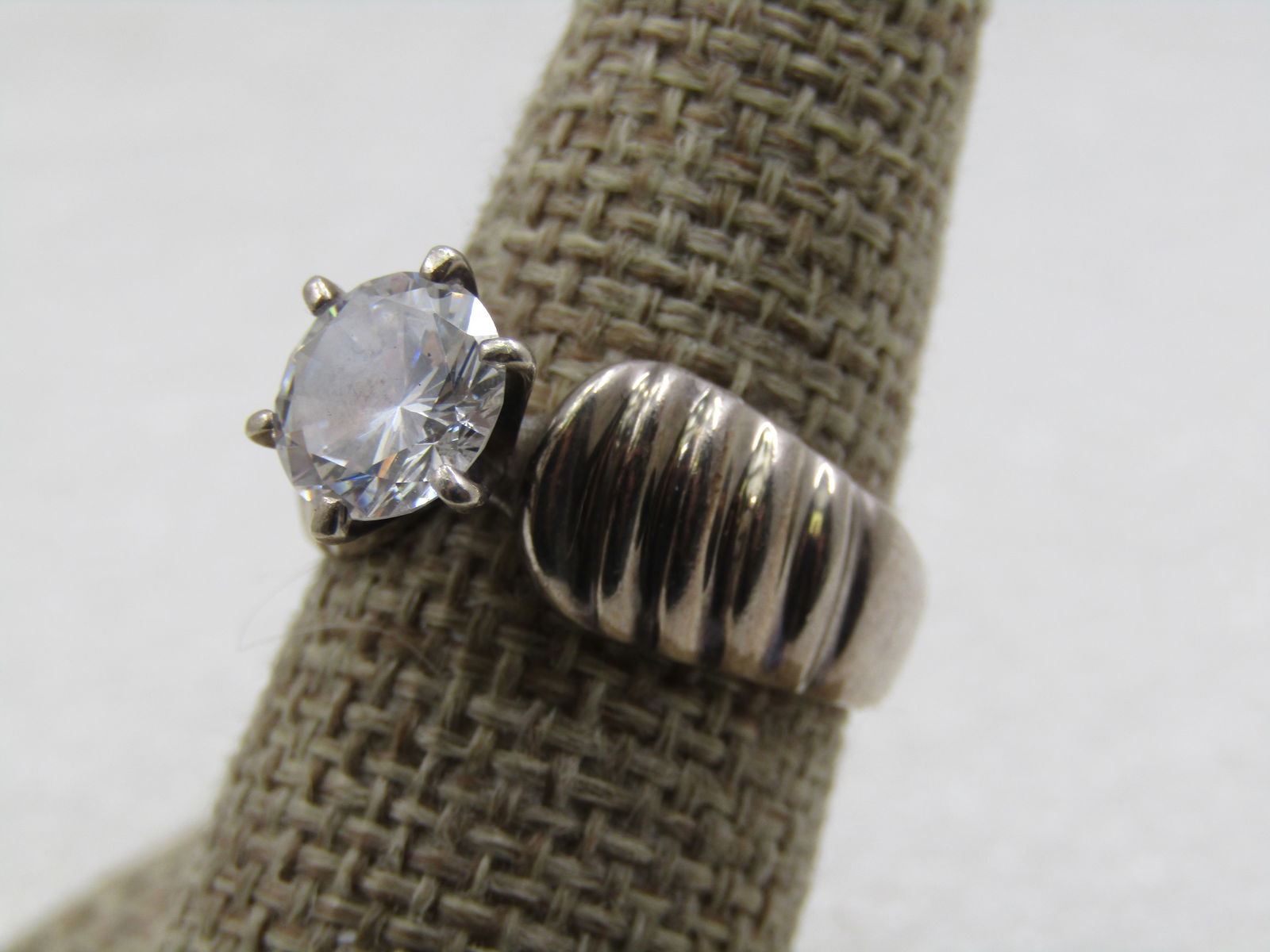 Vintage Sterling CZ Engagement Ring, Sz. 8, 2 CTW, Signed Diamonique - 3