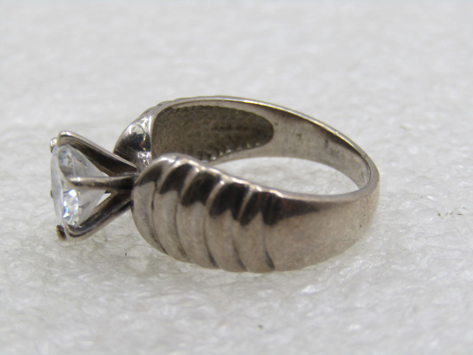 Vintage Sterling CZ Engagement Ring, Sz. 8, 2 CTW, Signed Diamonique - 6