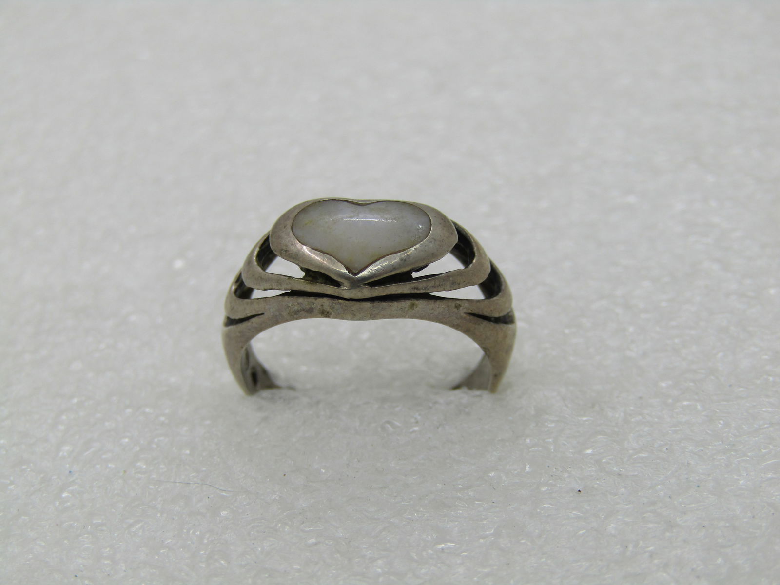 Vintage Sterling MOP Heart Ring, Sz. 6 - 5