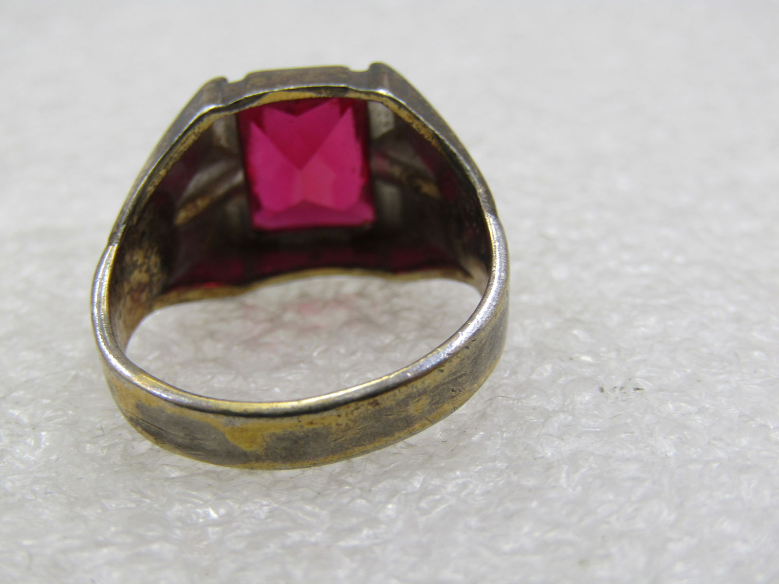 Vintage 10kt Plated Sterling Ruby Ring, Sz. 7.75, Signed F.C. - 5