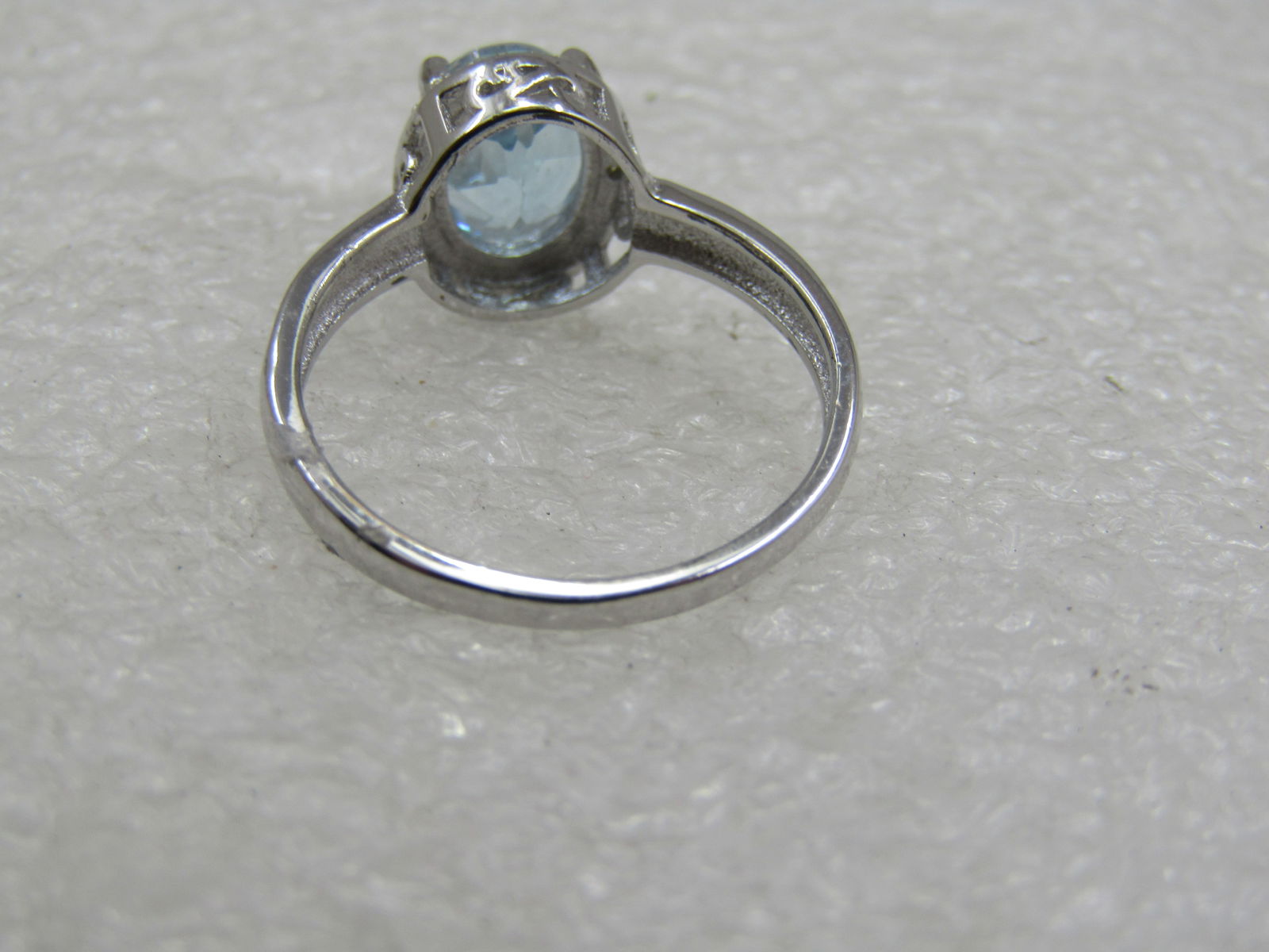 Sterling Blue Topaz 2.5 CTW Ring, Diamond, Sz. 8 - 5