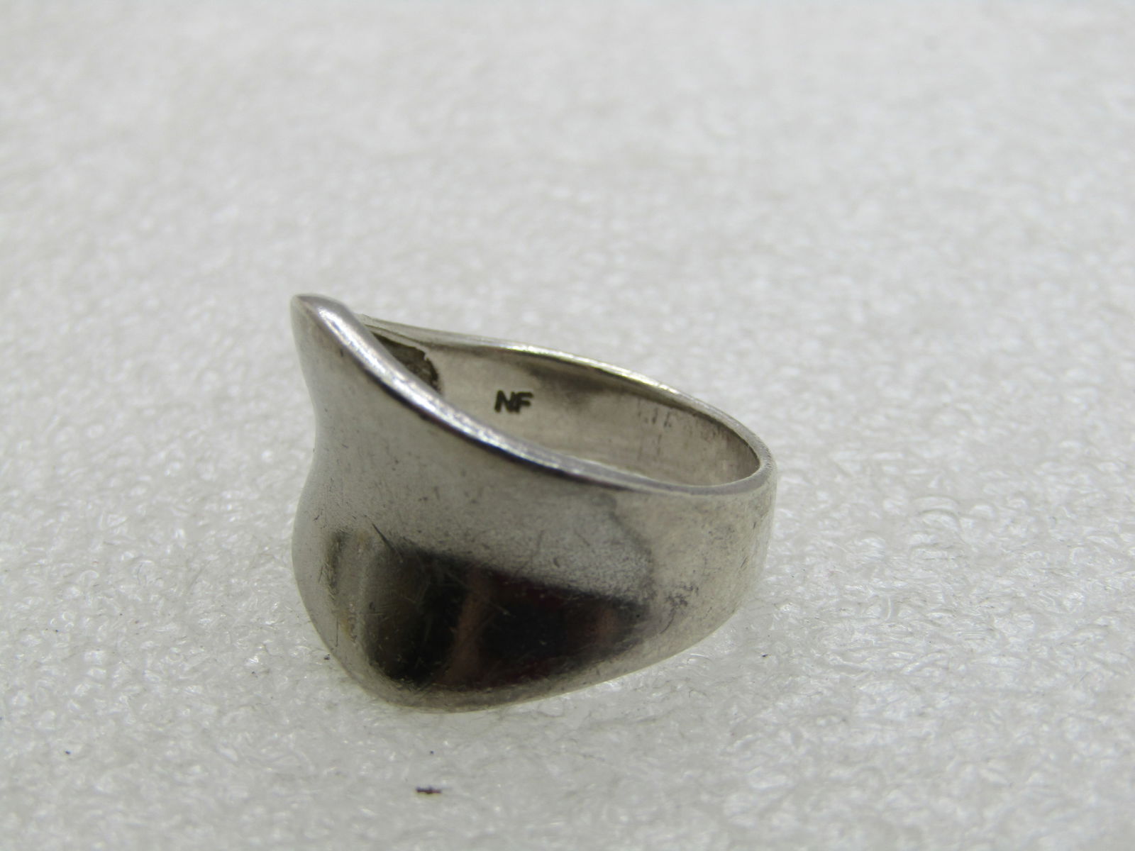 Vintage Sterling Silver Wide Ring, Sz. 9, Modern, Sigined NF, Unisex - 5