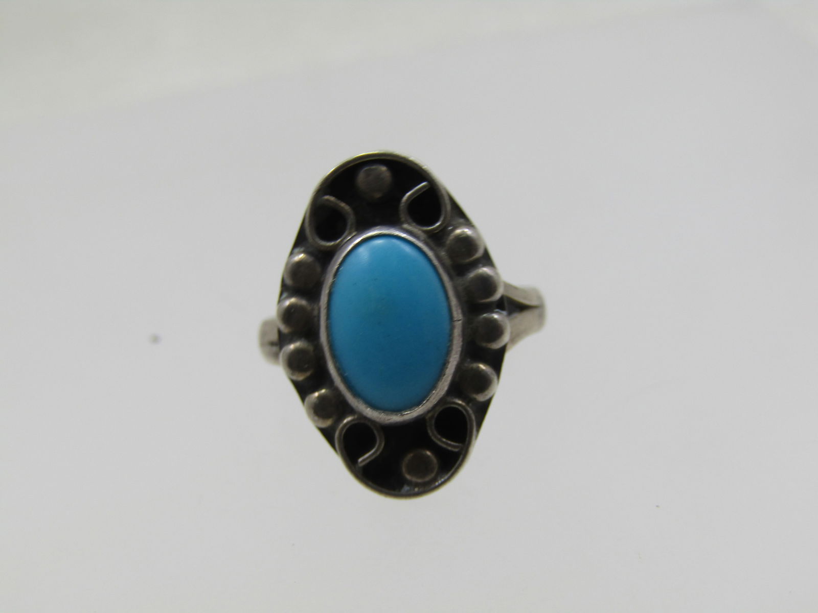 Vintage sterling Southwestern Faux Turquoise Ring, Sz. 3 - 4