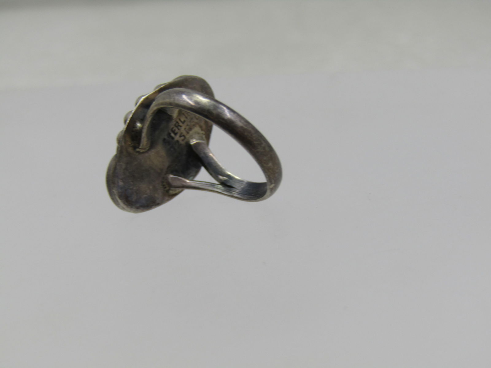 Vintage sterling Southwestern Faux Turquoise Ring, Sz. 3 - 5