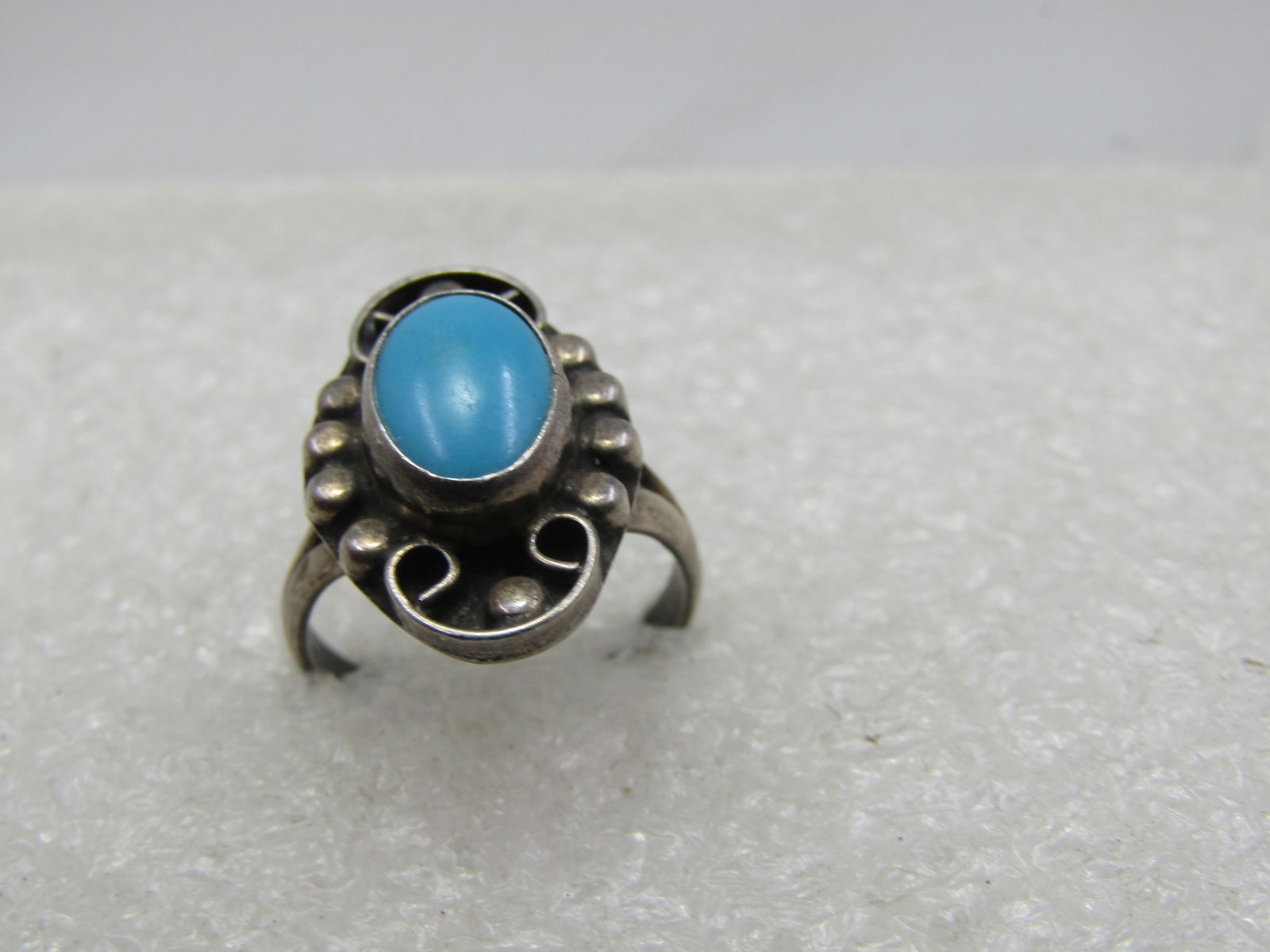 Vintage sterling Southwestern Faux Turquoise Ring, Sz. 3 - 8