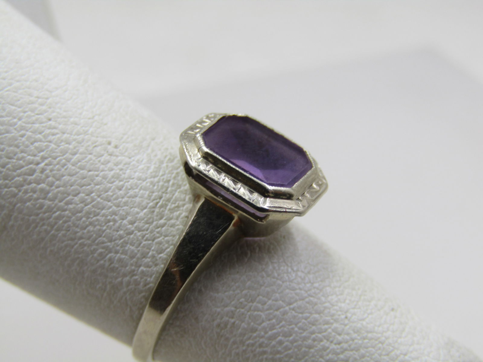 Vintage 14kt Amethyst Ring, Sz. 5.5, Rectangular, Signed RL - 3