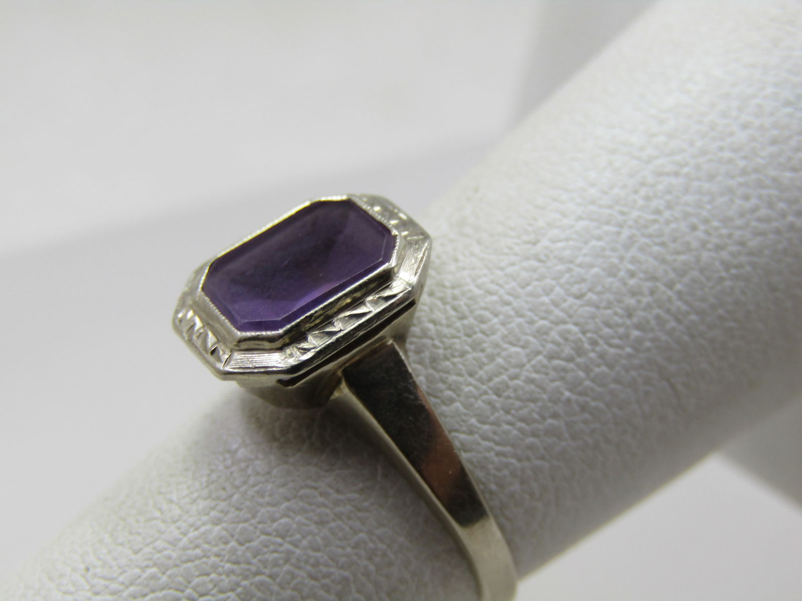 Vintage 14kt Amethyst Ring, Sz. 5.5, Rectangular, Signed RL - 4