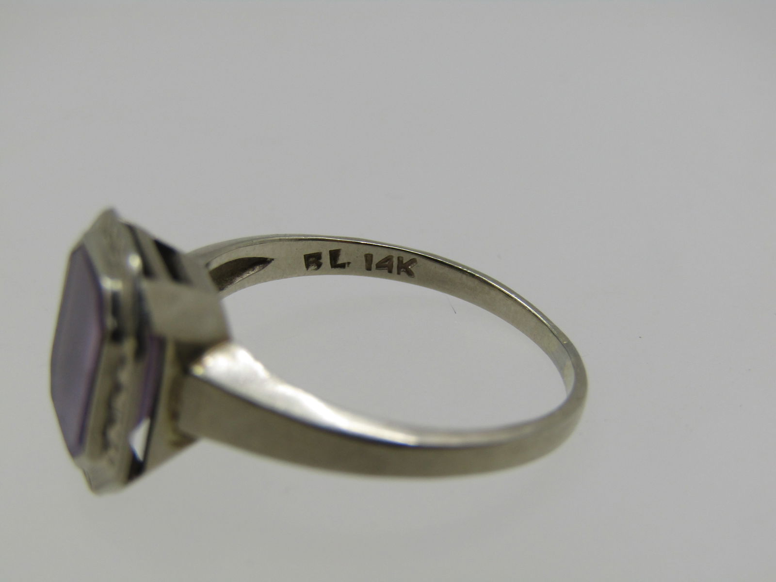 Vintage 14kt Amethyst Ring, Sz. 5.5, Rectangular, Signed RL - 6