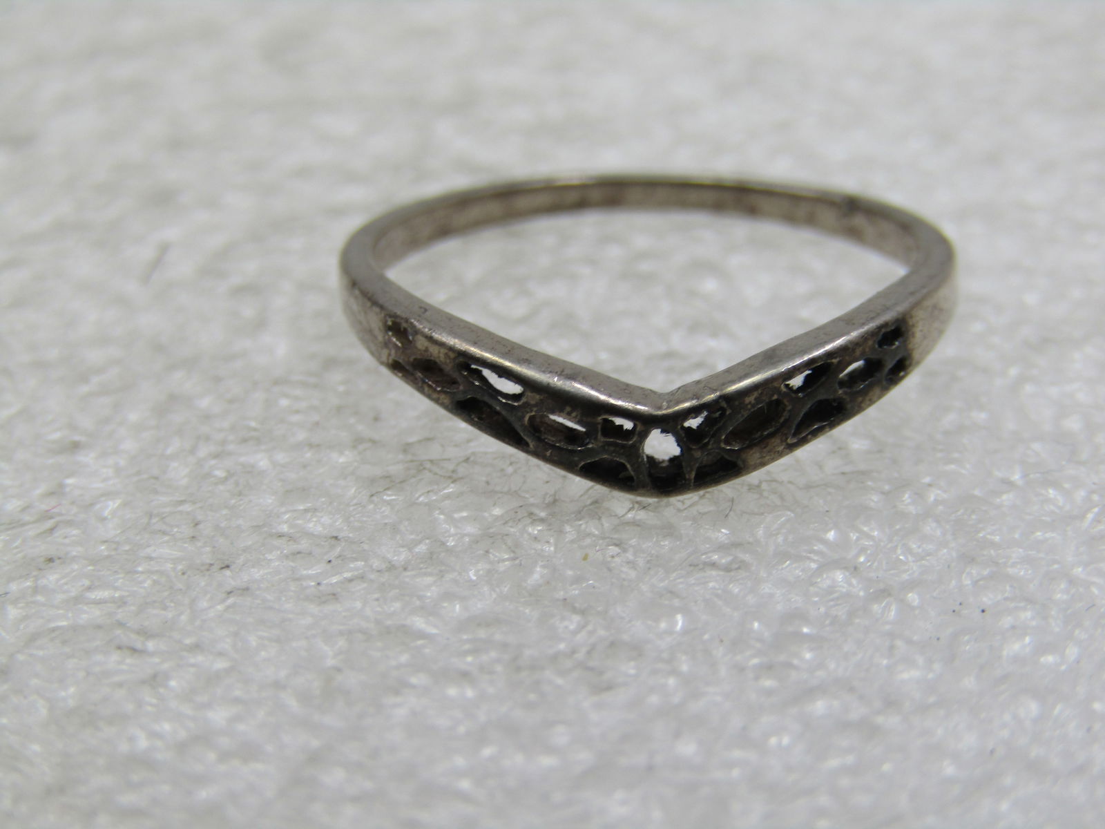 Vintage Sterling Pointed Ring with Cutouts, Signed, 1960's-1970's - 4