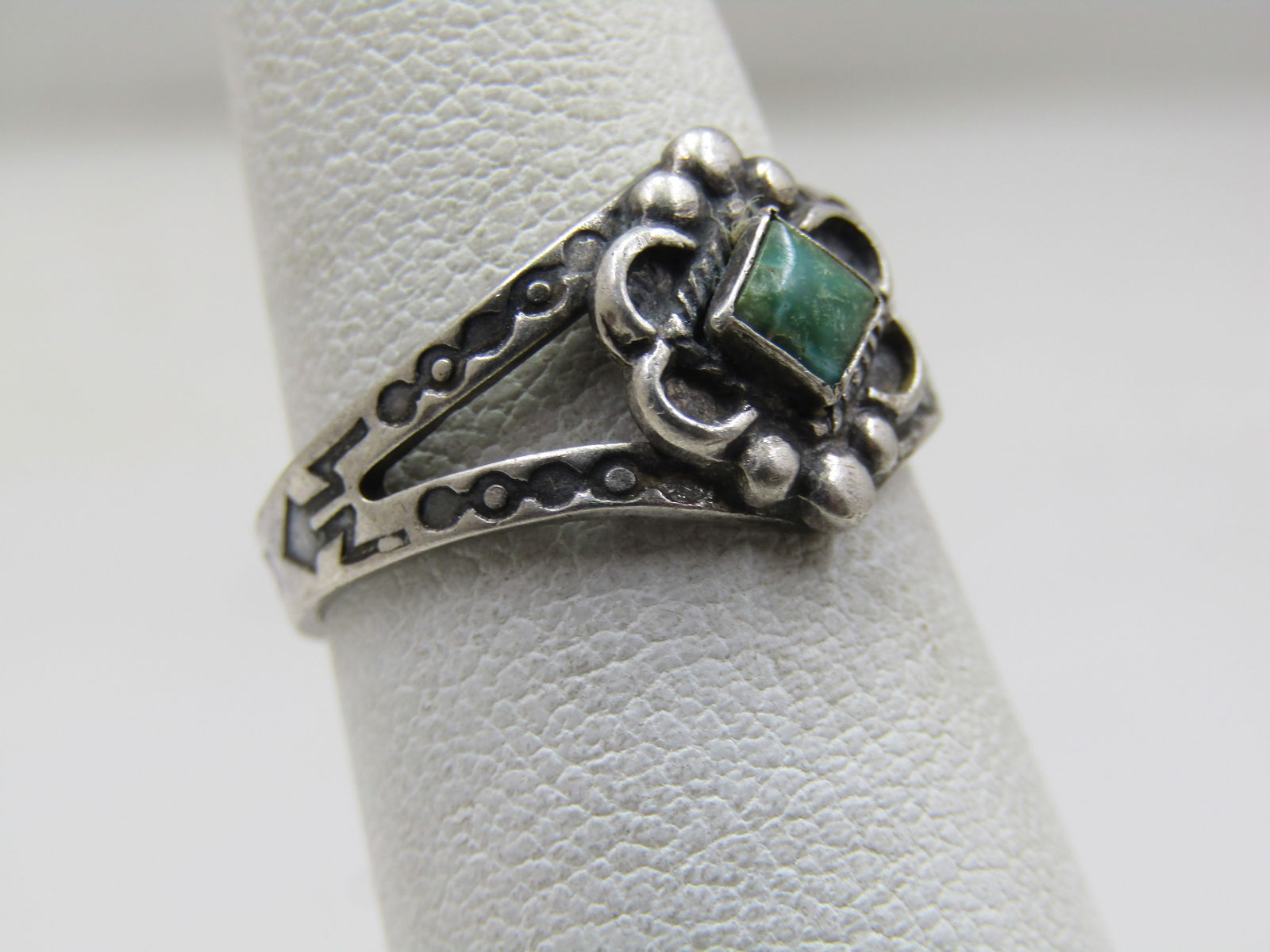 Vintage Sterling Southwestern Turquoise Ring, Sz. 6.5, Stamped - 2