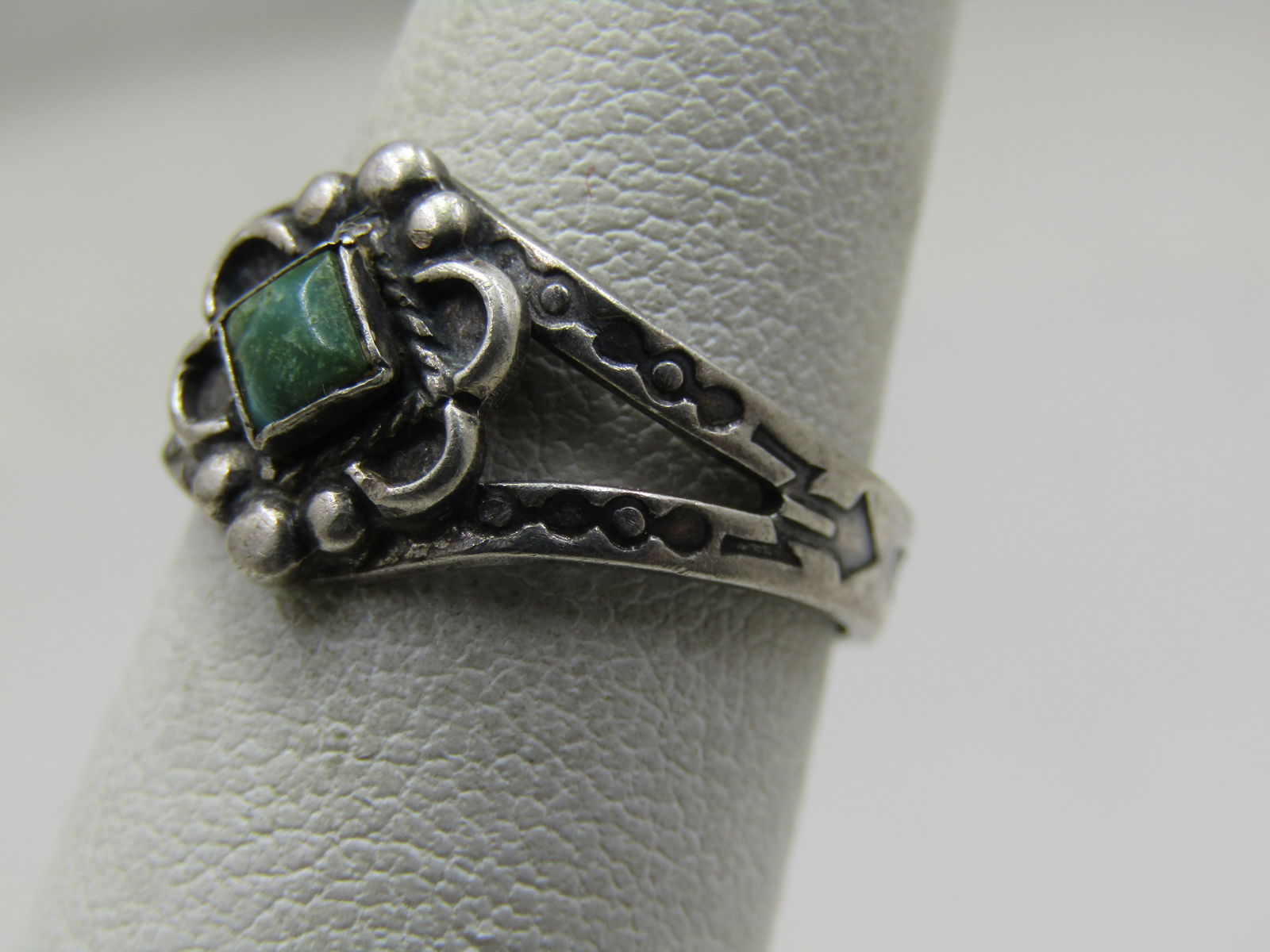 Vintage Sterling Southwestern Turquoise Ring, Sz. 6.5, Stamped - 3