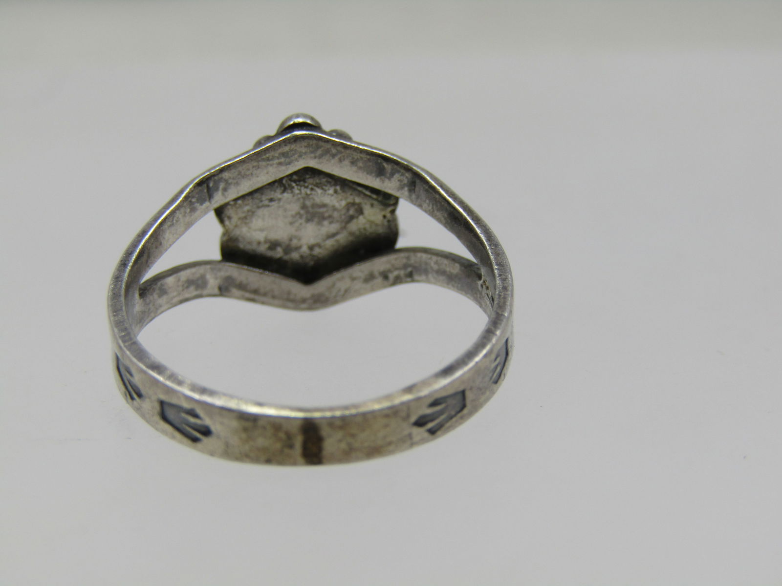 Vintage Sterling Southwestern Turquoise Ring, Sz. 6.5, Stamped - 6