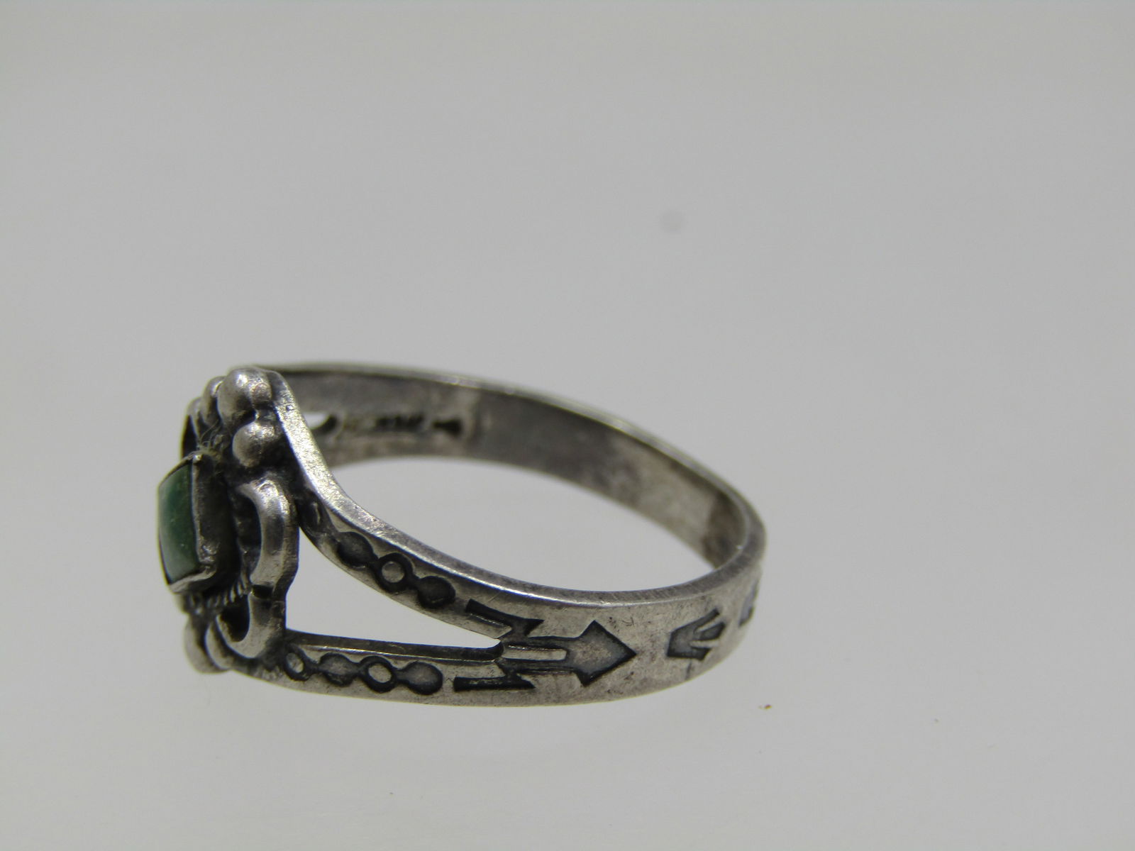 Vintage Sterling Southwestern Turquoise Ring, Sz. 6.5, Stamped - 7