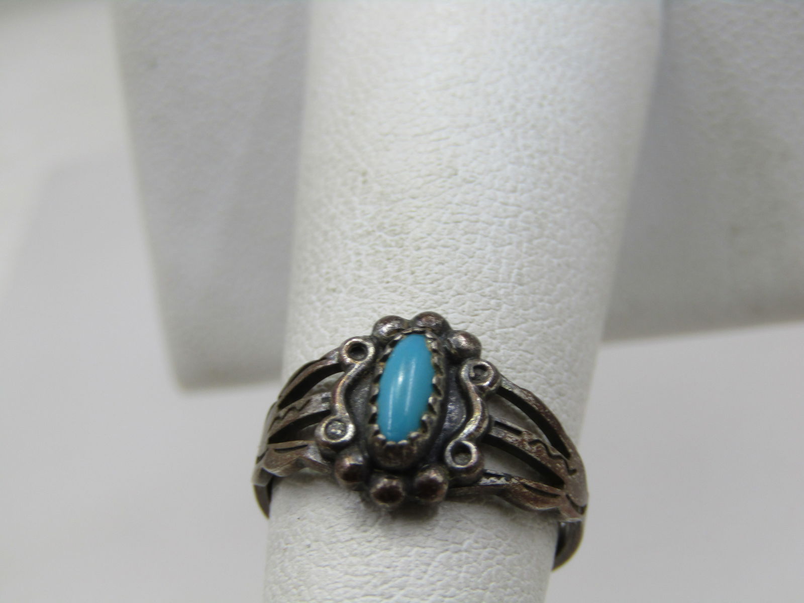Vintage Sterling Southwestern Turquoise Ring, Sz 4.5, 1960's-1970's - 2