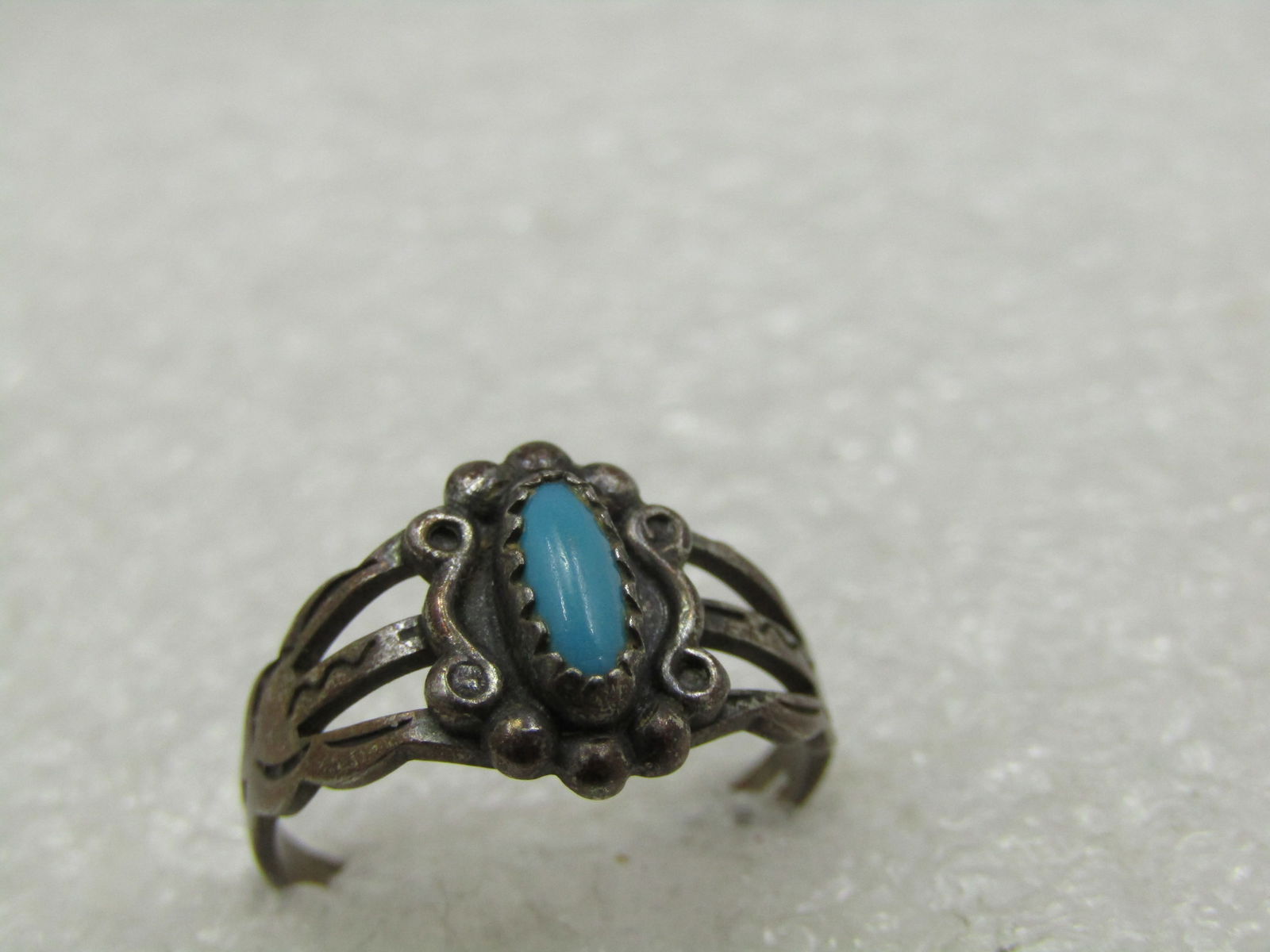 Vintage Sterling Southwestern Turquoise Ring, Sz 4.5, 1960's-1970's - 5