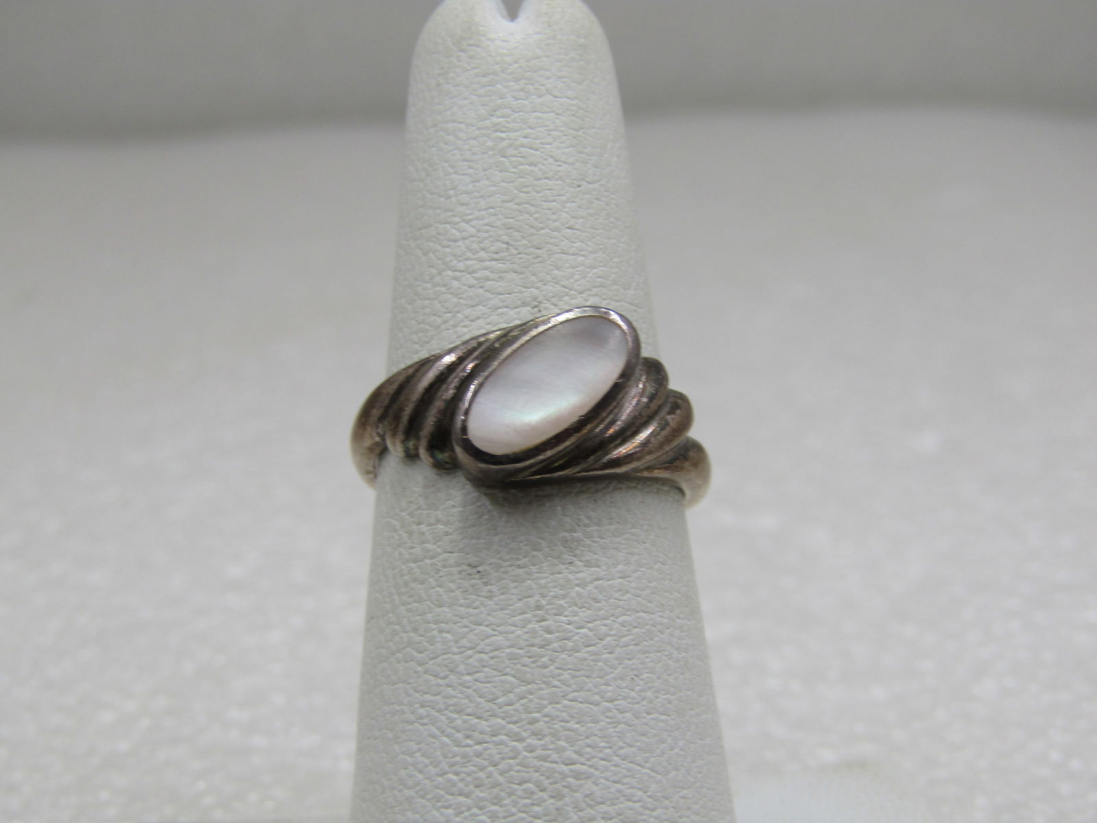 Sterling Mother of Pearl Ring, Sz. 6.5, Signed M (1 of 2)