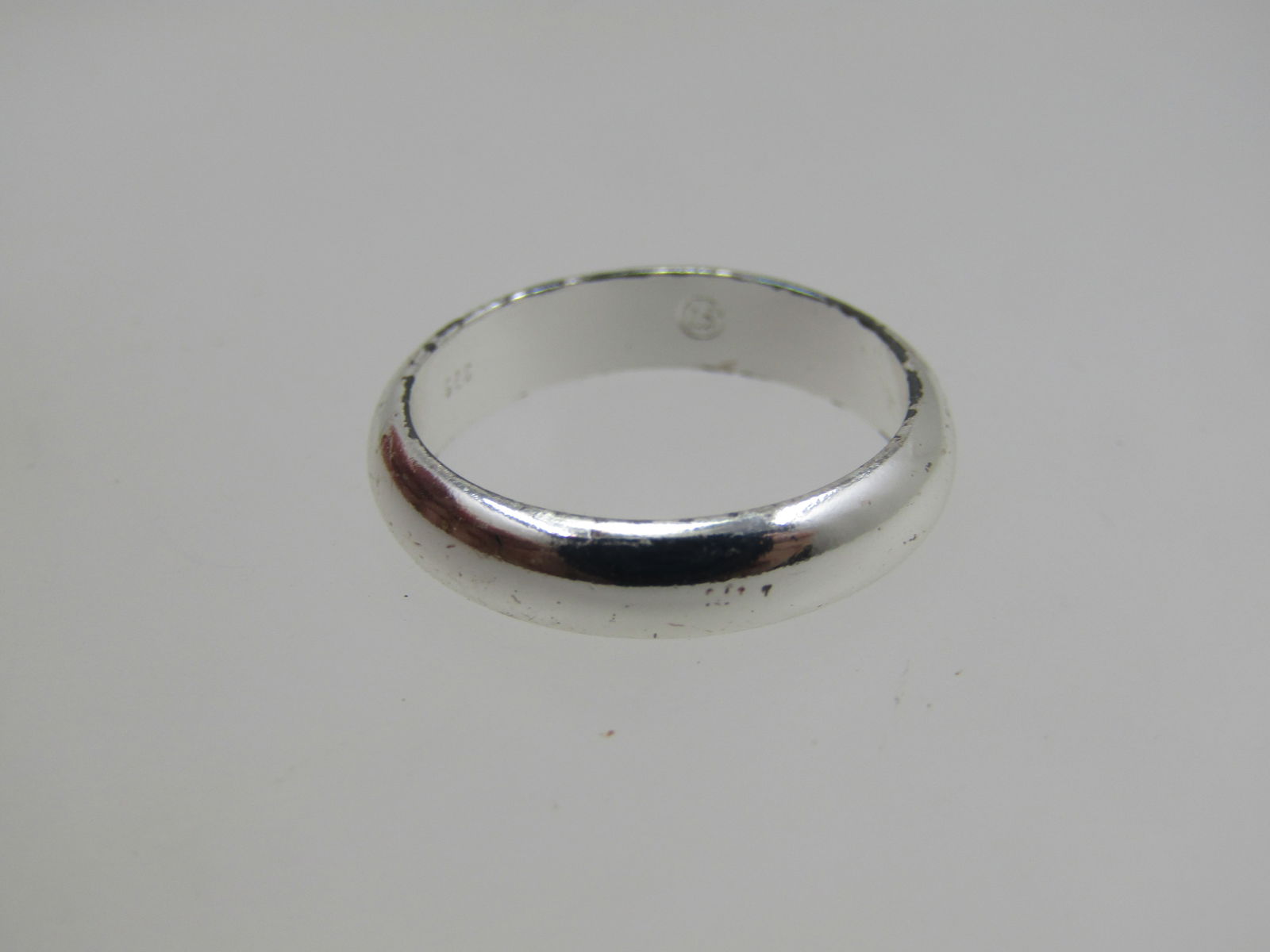 Sterling Silver 4mm Wedding Band, Sz. 5, Signed - 4