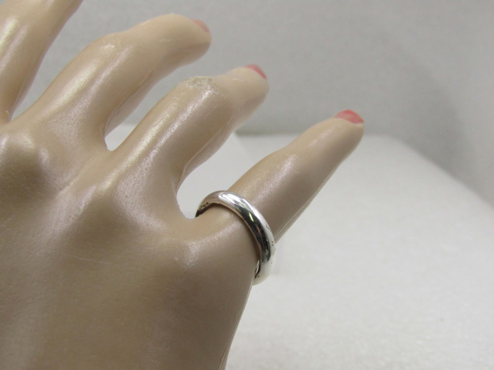 Sterling Silver 4mm Wedding Band, Sz. 5, Signed - 7