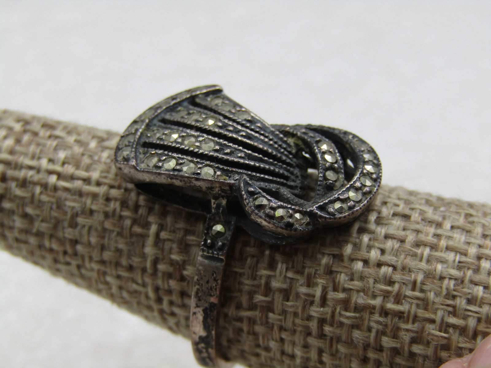 Vintage Sterling Marcasite Comet Ring, Sz. 8, Signed J J, Judith Jack, 1960's - 2