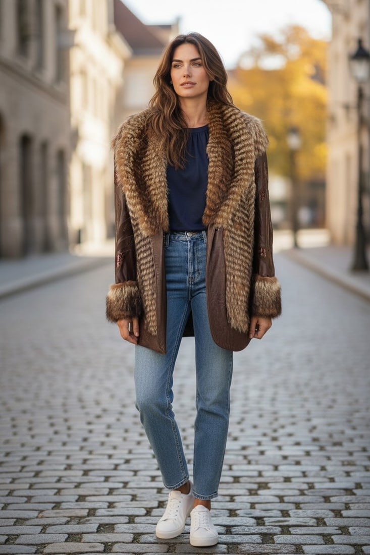 LONG MUSKRAT FUR COAT EU: L ; US: 16: Title: LONG MUSKRAT FUR COAT EU: L ; US: 16 Dimensions: Approximate size- EU: L; US: 16 : Important details: Length: 110cm/43.31in -Shoulders width:48cm/18.9in -Sleeve Length:62cm/24.41in -Bust size (