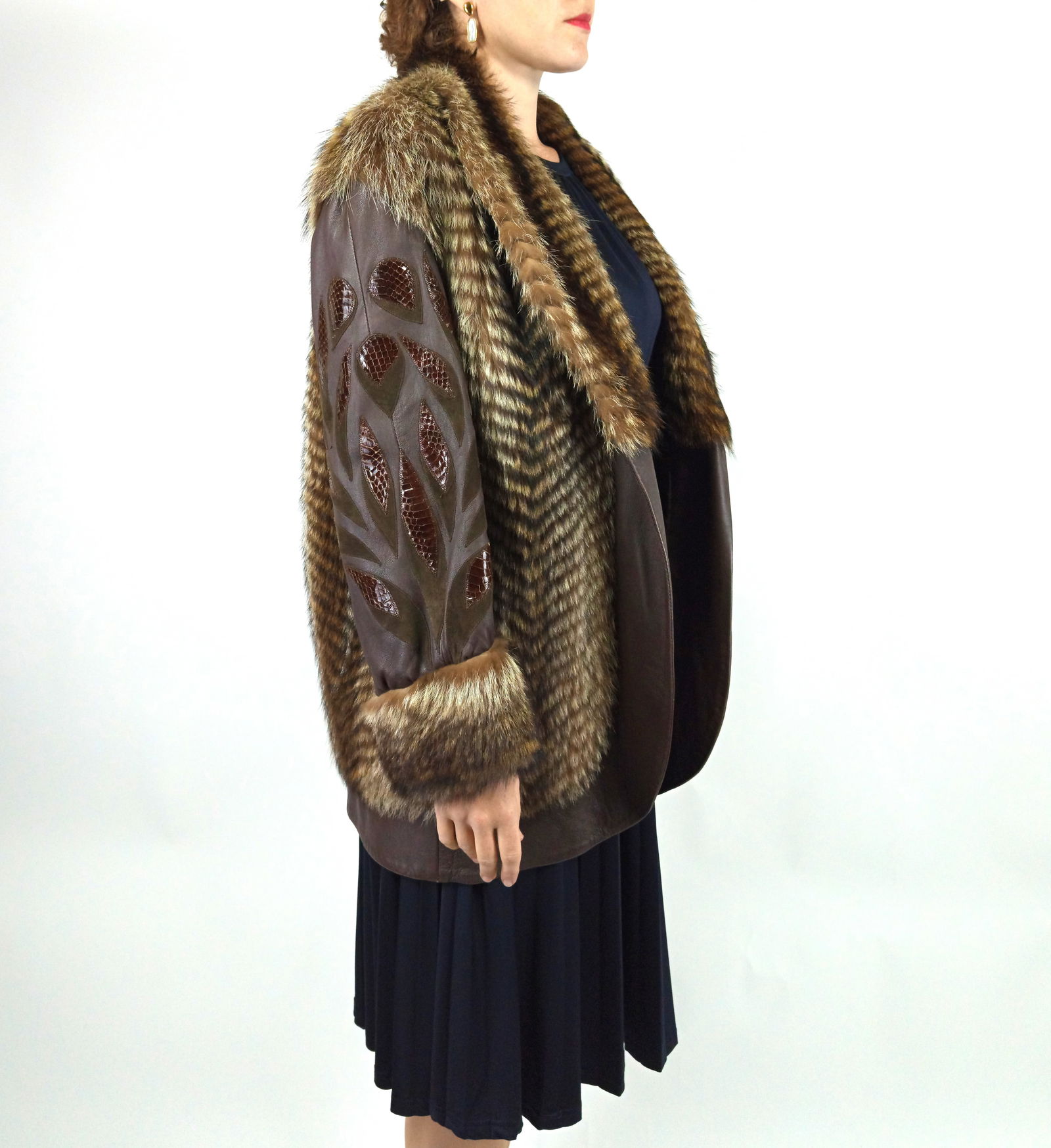 LONG MUSKRAT FUR COAT EU: L ; US: 16 - 6