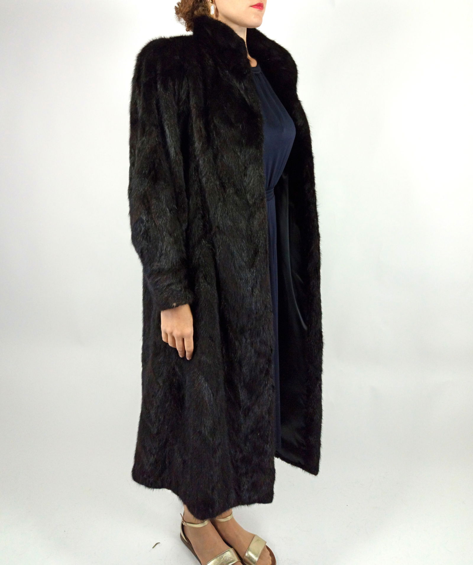 BLACK PERSIAN LAMB FUR COAT EU: XL ; US: 20 - 5