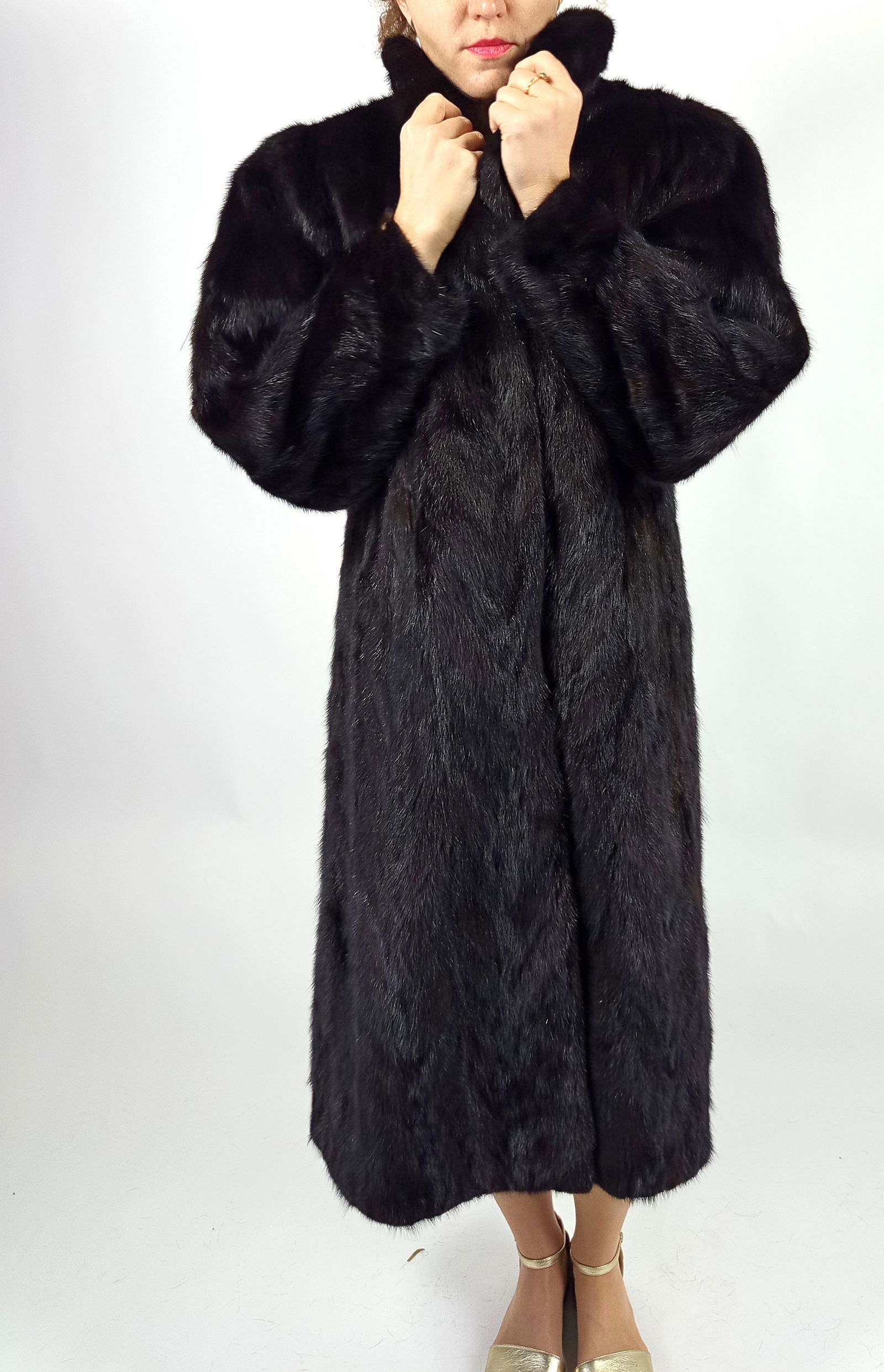 BLACK PERSIAN LAMB FUR COAT EU: XL ; US: 20 - 7