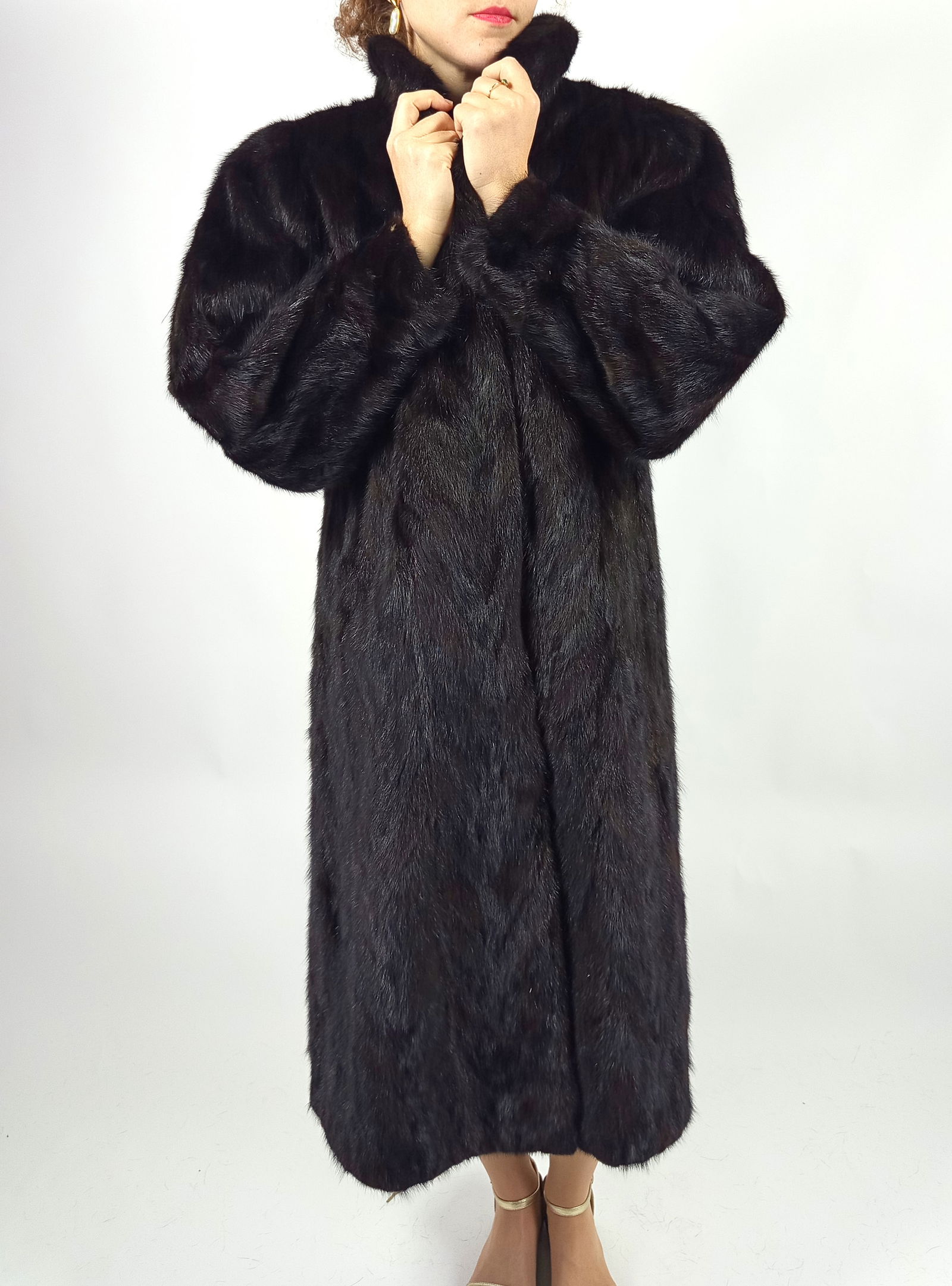 BLACK PERSIAN LAMB FUR COAT EU: XL ; US: 20 - 8