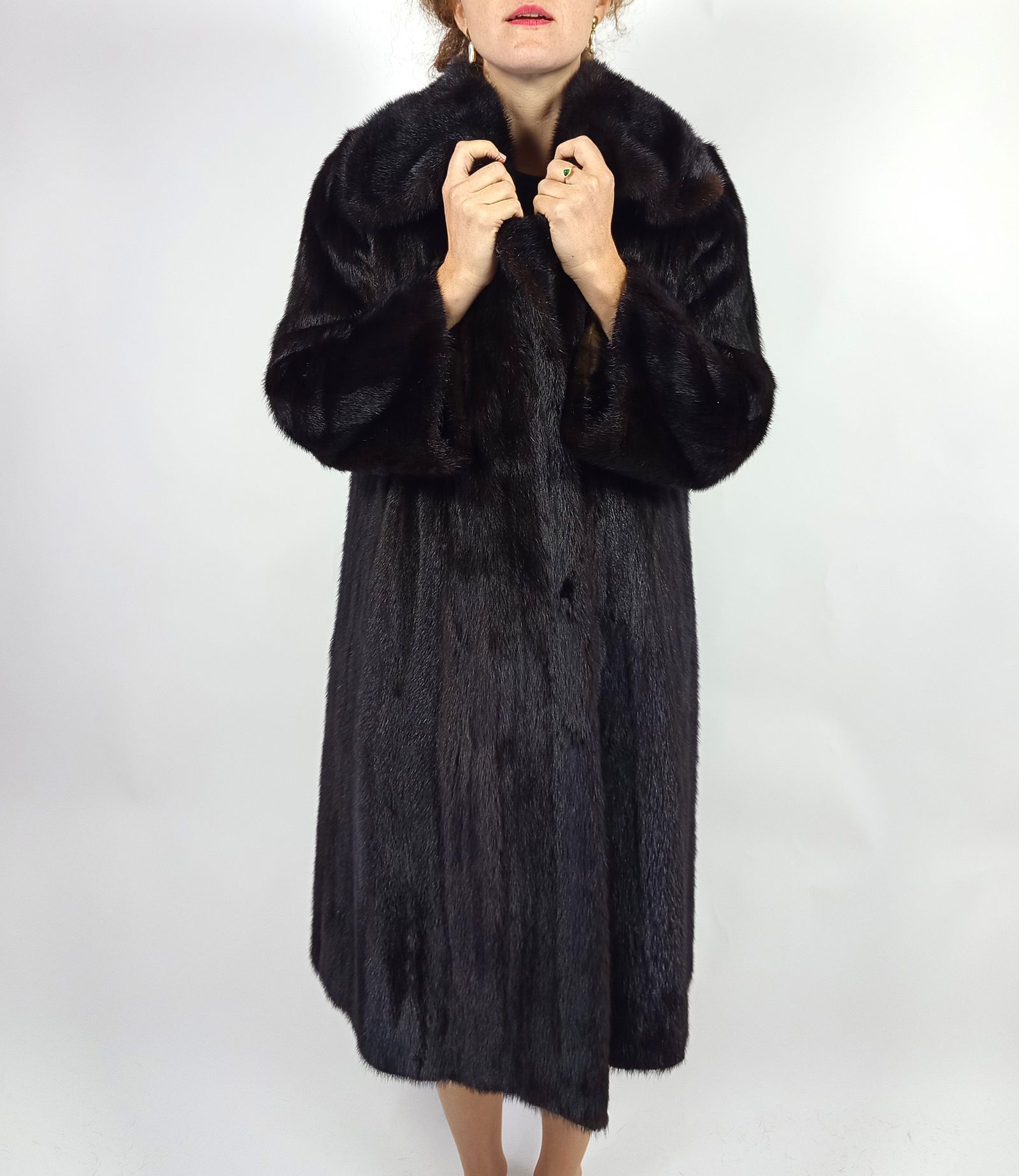 BLACK & GREY PERSIAN LAMB FUR COAT EU: XL ; US: 20 - 8