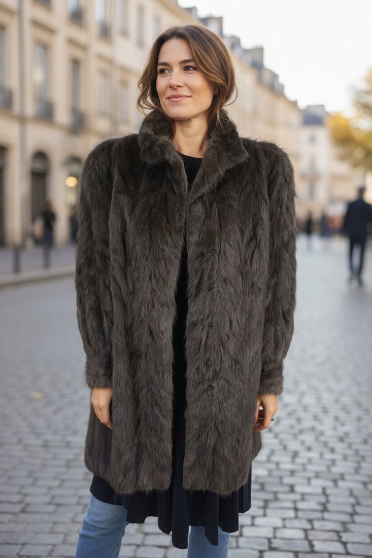 PLATINUM MINK FUR JACKET EU: L - US:18 - 2