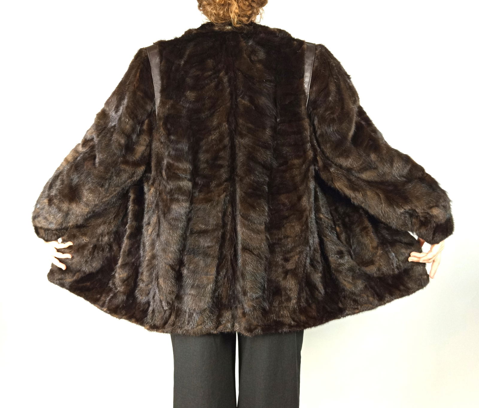 BLACK CROSS MINK FUR COAT EU: 3XL ; US: 28 (1 of 11)