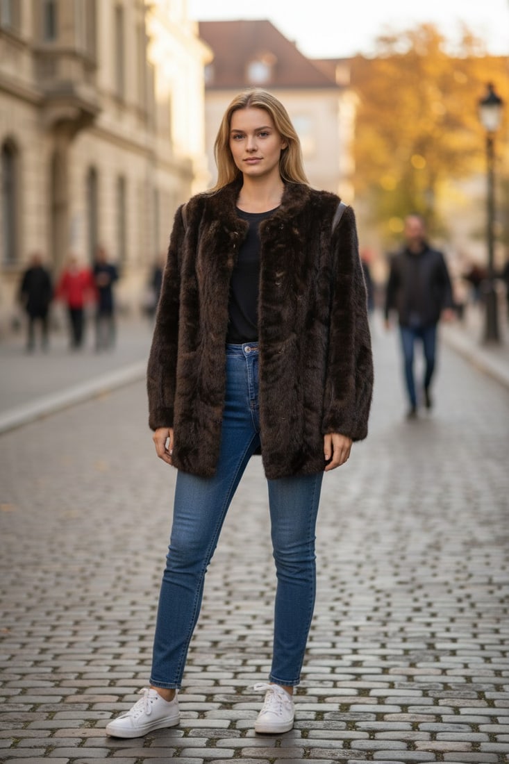 BLACK CROSS MINK FUR COAT EU: 3XL ; US: 28 - 3