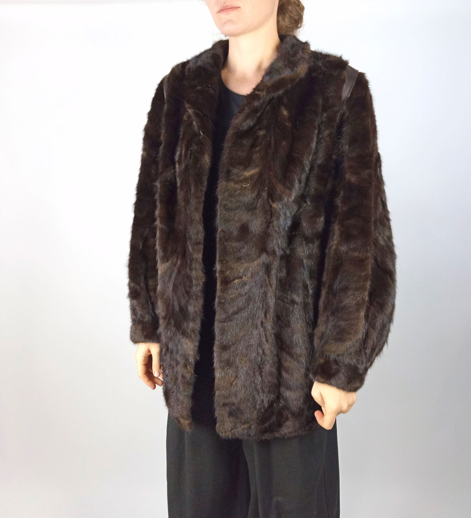 BLACK CROSS MINK FUR COAT EU: 3XL ; US: 28 - 6