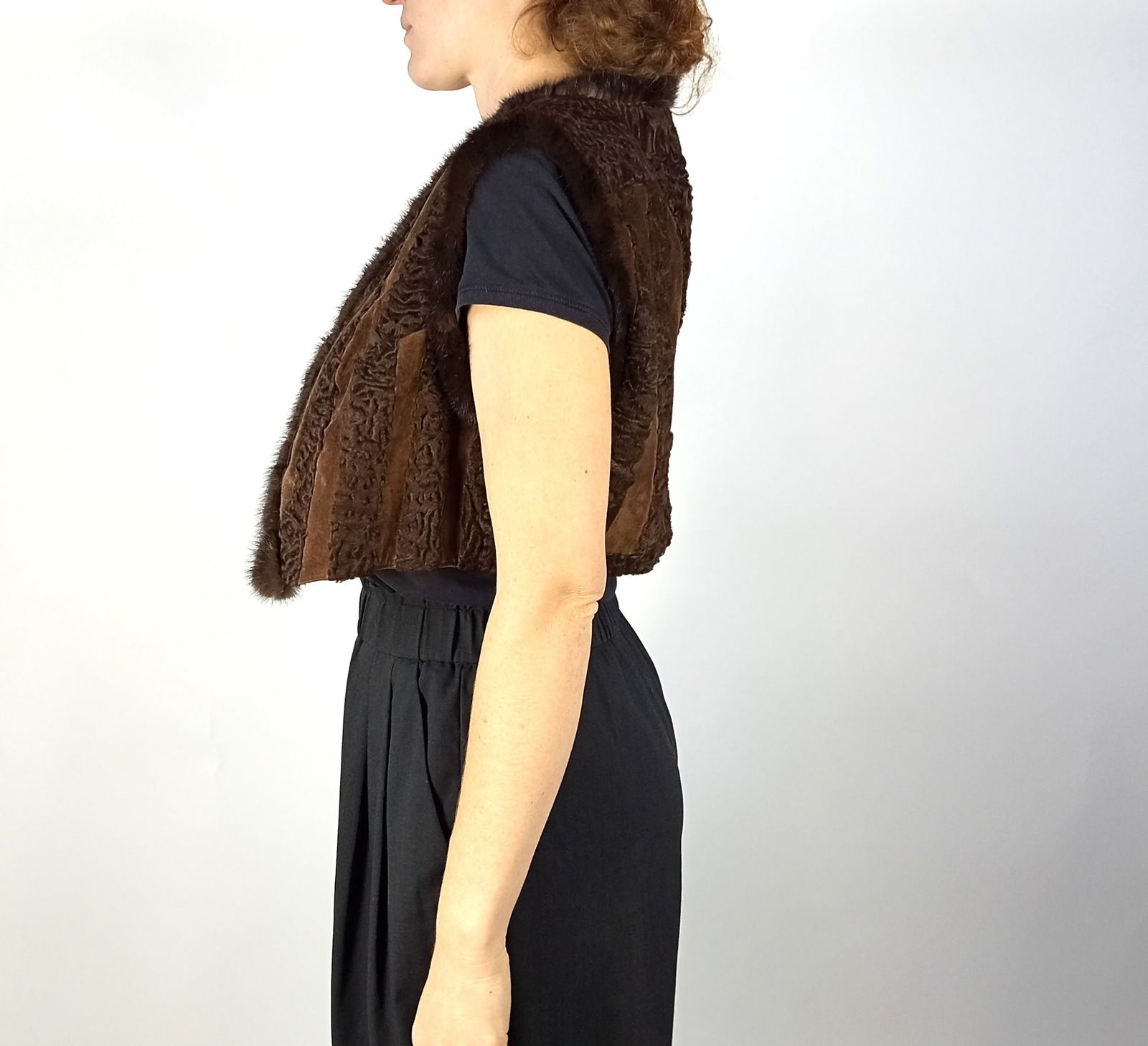 BLACK PERSIAN LAMB FUR COAT EU: S ; US: 8 - 5