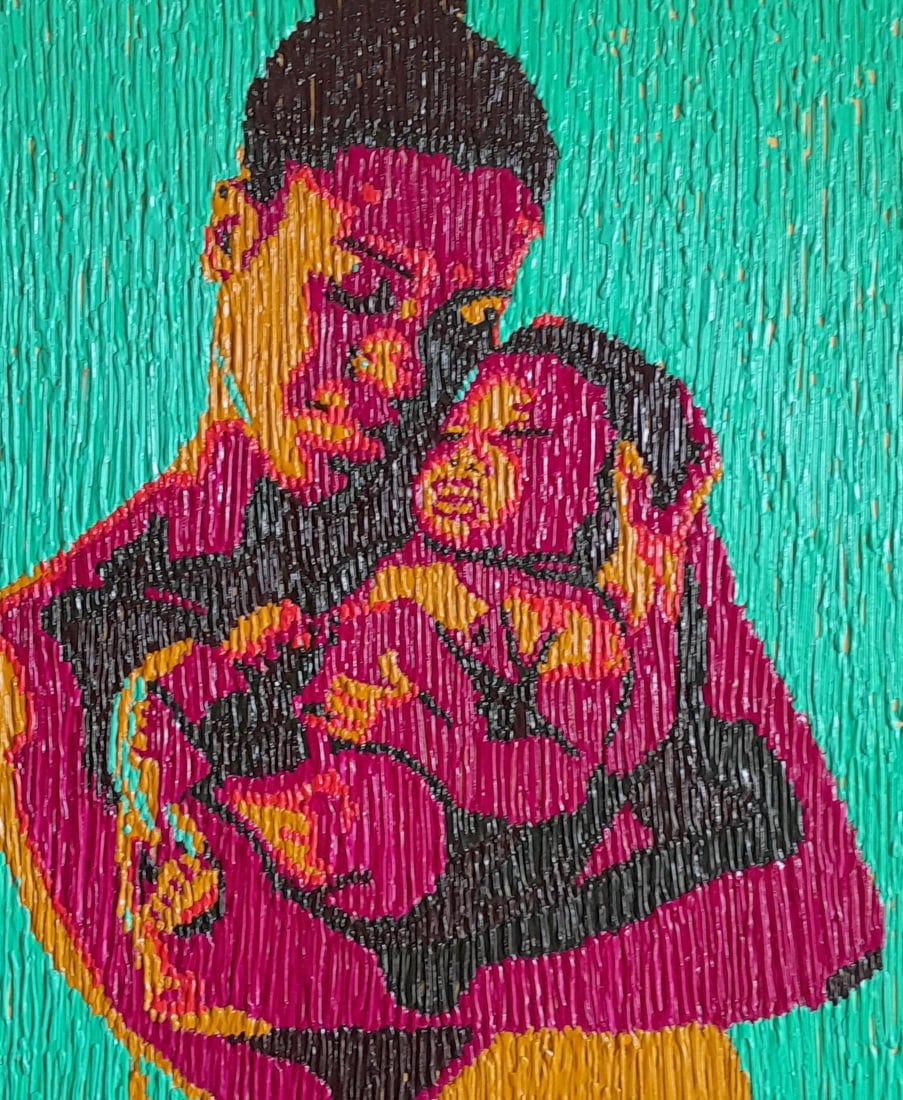 Bello Adedoyin, First Contact 2 -21st Century, Contemporary, Figurative, Motherhood, Acrylic Dip, - 11