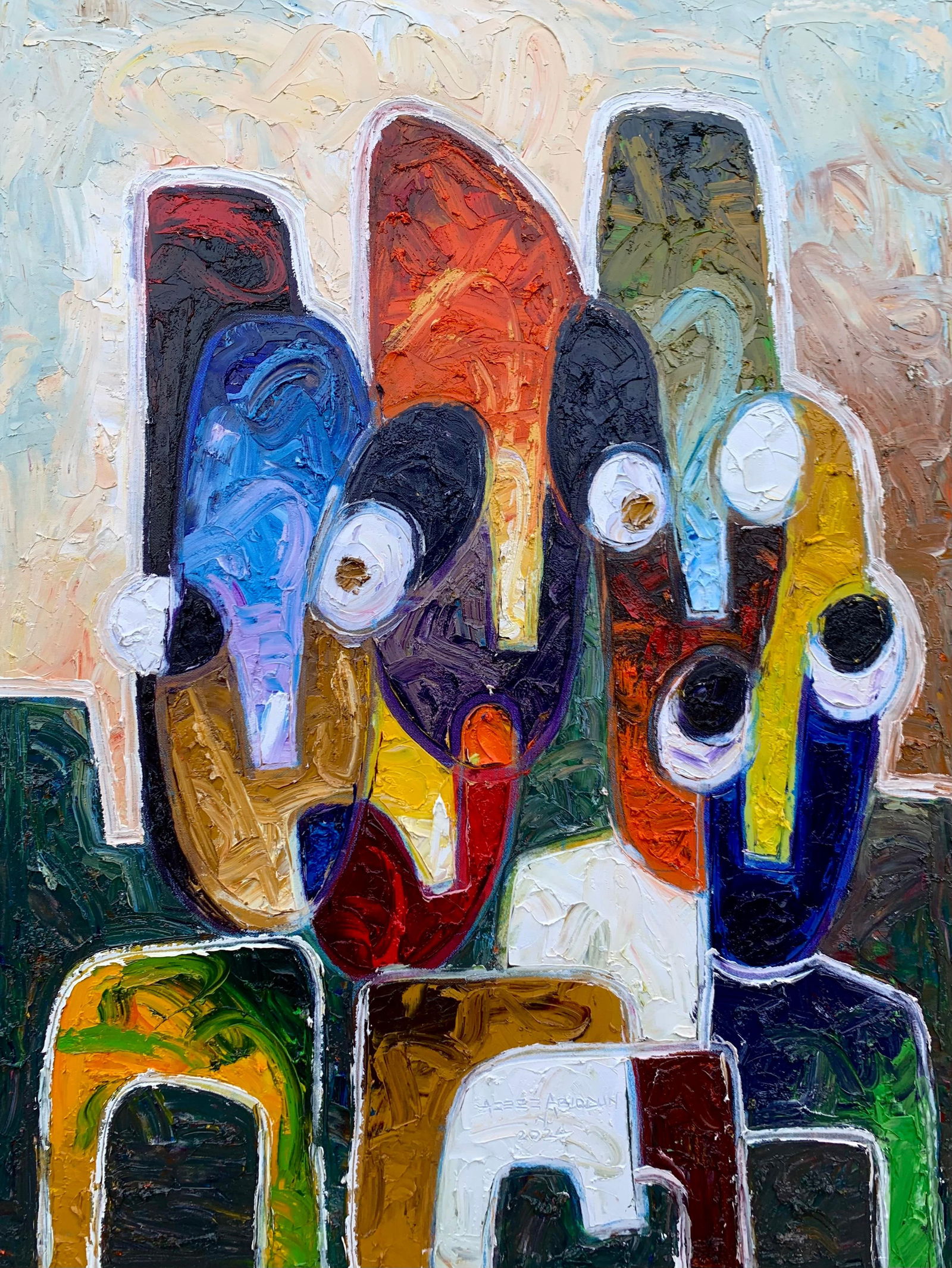 Abiodun Nafiu Azeez, Untitled IV - 21st Century, Contemporary, Figurative, Impasto, Impressionism, - 9