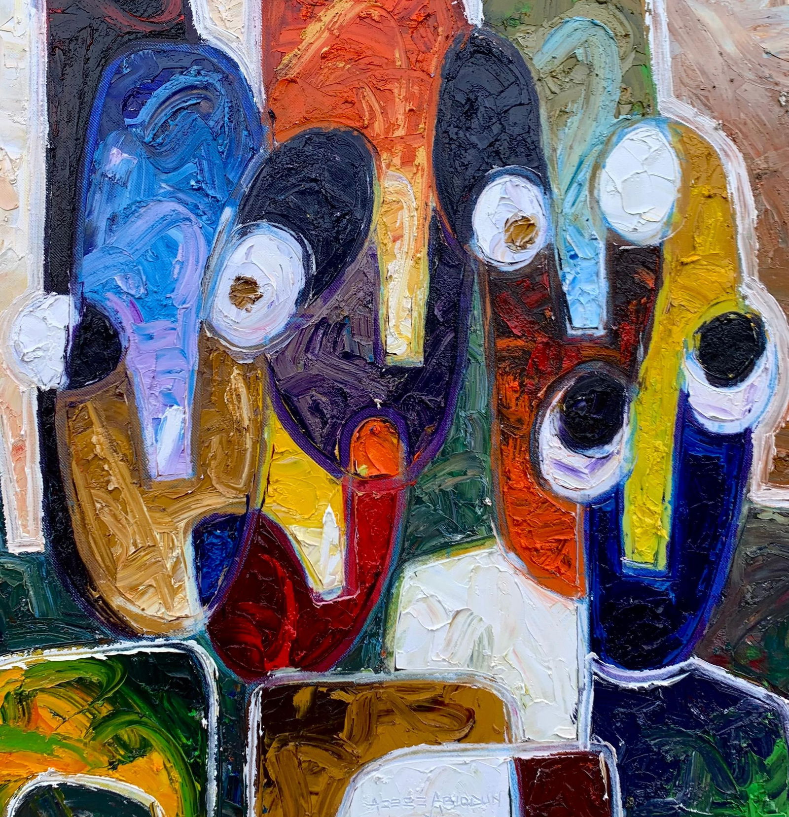 Abiodun Nafiu Azeez, Untitled IV - 21st Century, Contemporary, Figurative, Impasto, Impressionism, - 12