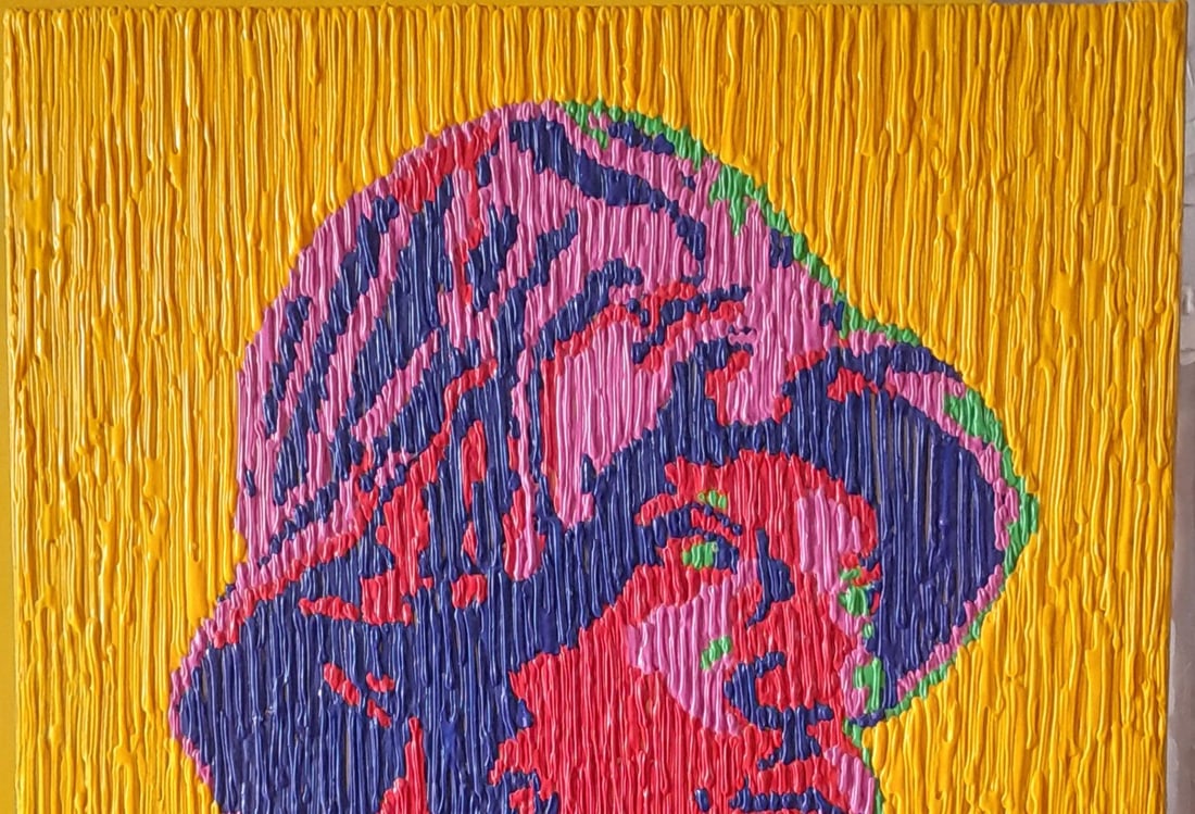 Bello Adedoyin, Guy in Hat - 21st Century, Contemporary, Figurative Portrait, Acrylic Drip, Men, - 5