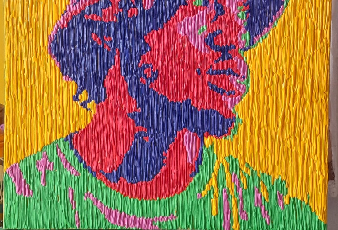 Bello Adedoyin, Guy in Hat - 21st Century, Contemporary, Figurative Portrait, Acrylic Drip, Men, - 6