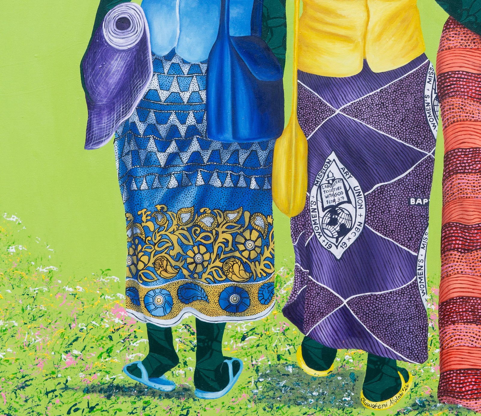 Oluwafemi Afolabi, Good Woman - 21st Century, Contemporary, Figurative, Women on African Fabric, - 2