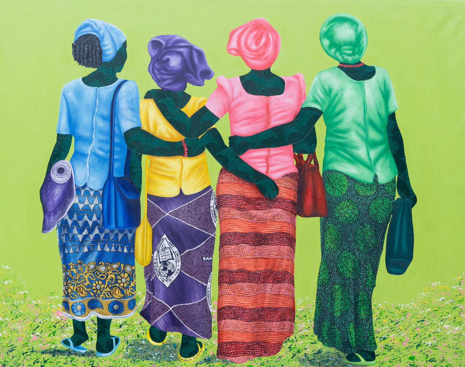 Oluwafemi Afolabi, Good Woman - 21st Century, Contemporary, Figurative, Women on African Fabric, - 5