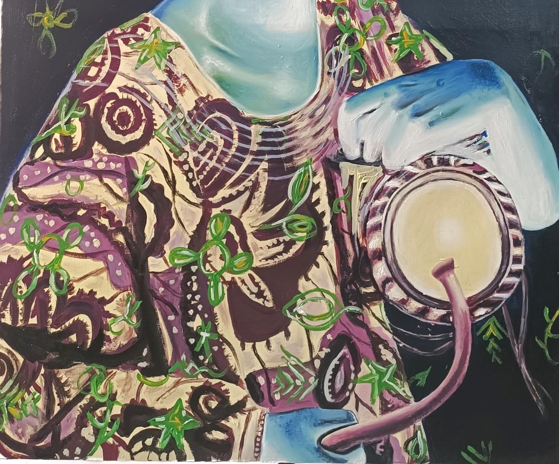 Mayowa Adekile, Drumming Soul - 21st Century, Contemporary, Figurative, Music, Men, Africa Drum, - 10