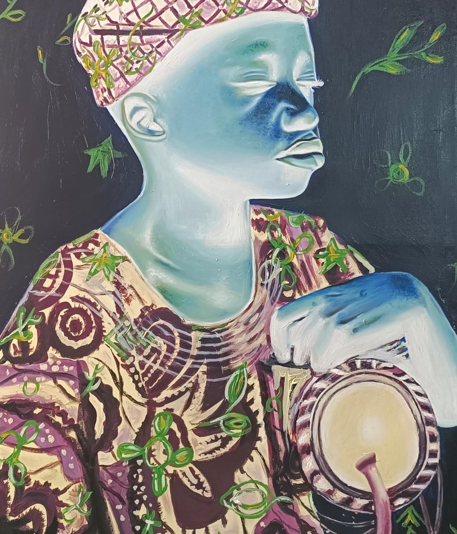 Mayowa Adekile, Drumming Soul - 21st Century, Contemporary, Figurative, Music, Men, Africa Drum, - 3