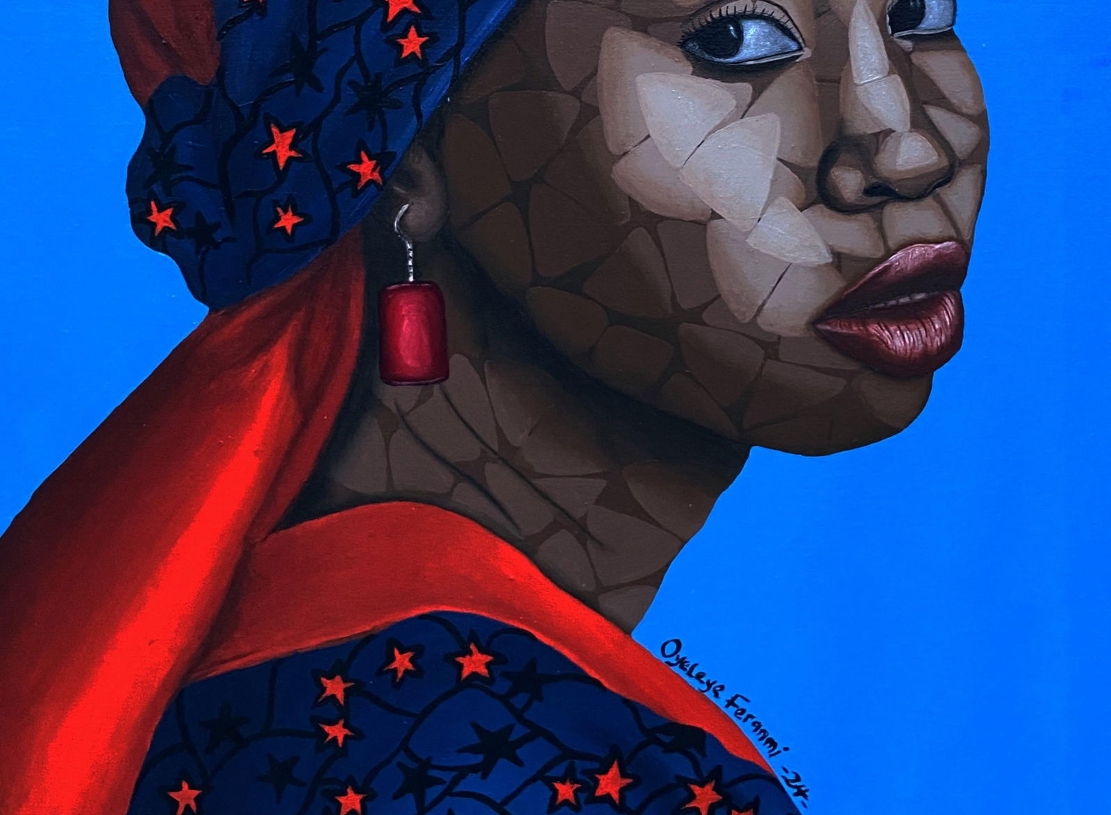 Oyeleye Feranmi, Girl in Her Cultural Bead 3 - 21st Century, Contemporary, Figurative, Woman, 2024 - 2