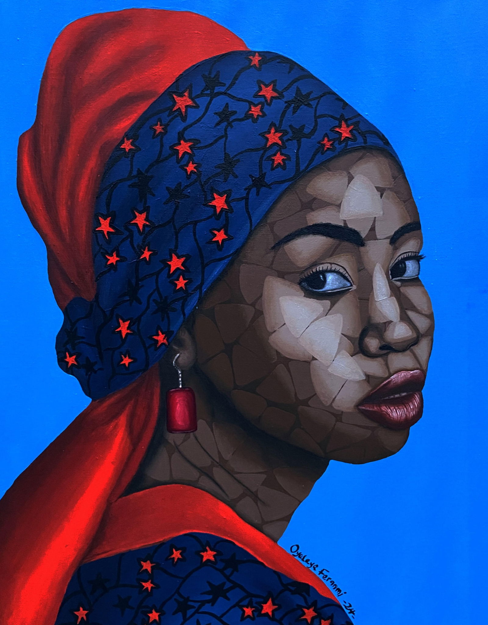 Oyeleye Feranmi, Girl in Her Cultural Bead 3 - 21st Century, Contemporary, Figurative, Woman, 2024 - 4